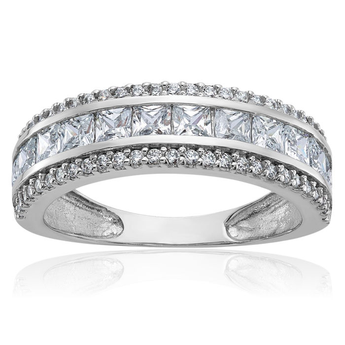 10K Solid White Gold Cubic Zirconia CZ Wedding Band Ring