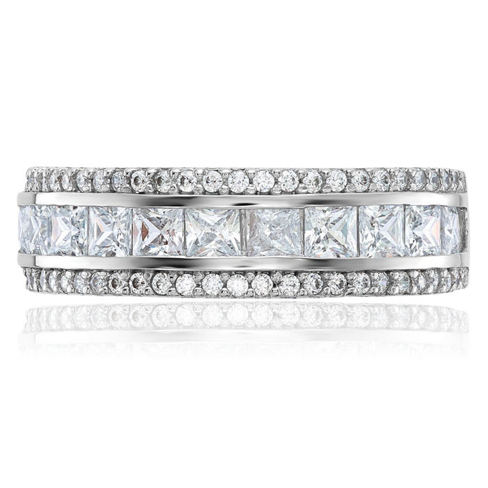 10K Solid White Gold Cubic Zirconia CZ Wedding Band Ring