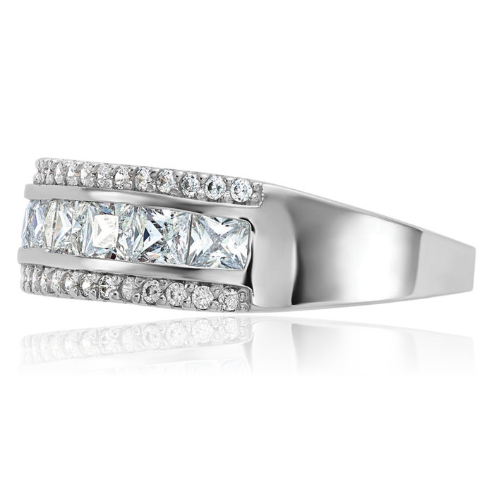 10K Solid White Gold Cubic Zirconia CZ Wedding Band Ring