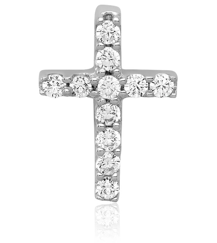 10K Solid White Gold Diamond Latin Mexican Holy Cross Floating Chain Slide Pendant Necklace Religious Jesus Christ Christian Charm