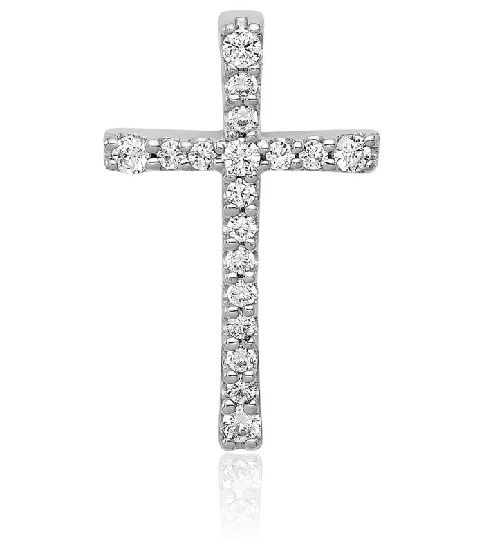 10K Solid White Gold Diamond Latin Mexican Holy Cross Floating Chain Slide Pendant Necklace Religious Jesus Christ Christian Charm