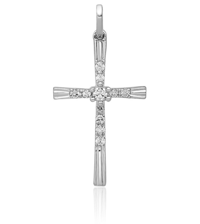 10K Solid White Gold Diamond Holy Cross Necklace Religious Chain Pendant Jesus Christ Charm