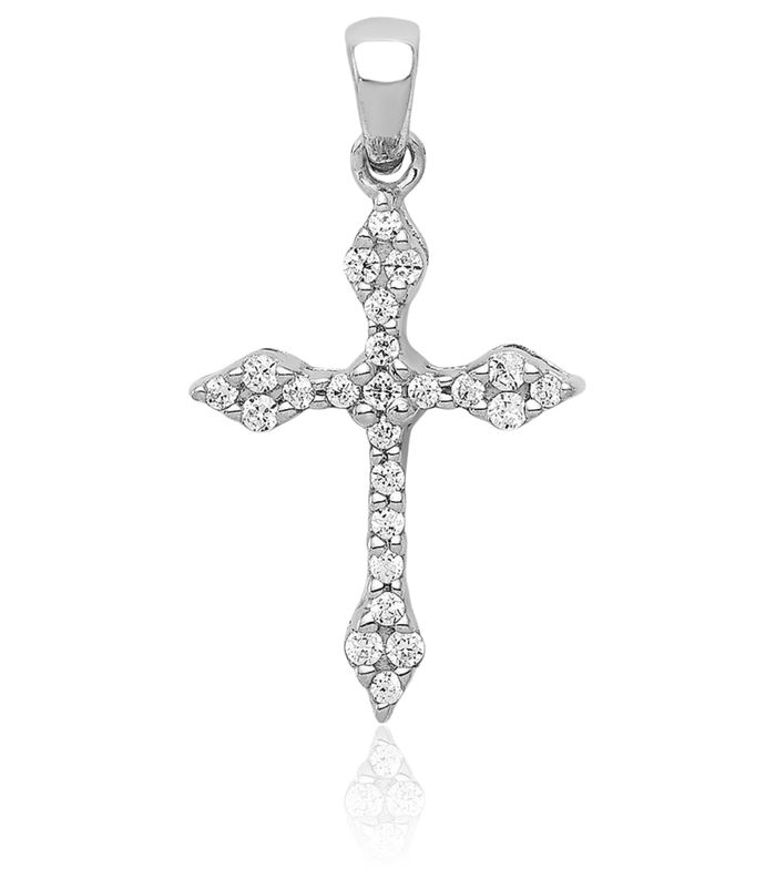 10K Solid White Gold Diamond Holy Cross Necklace Religious Chain Pendant Jesus Christ Charm