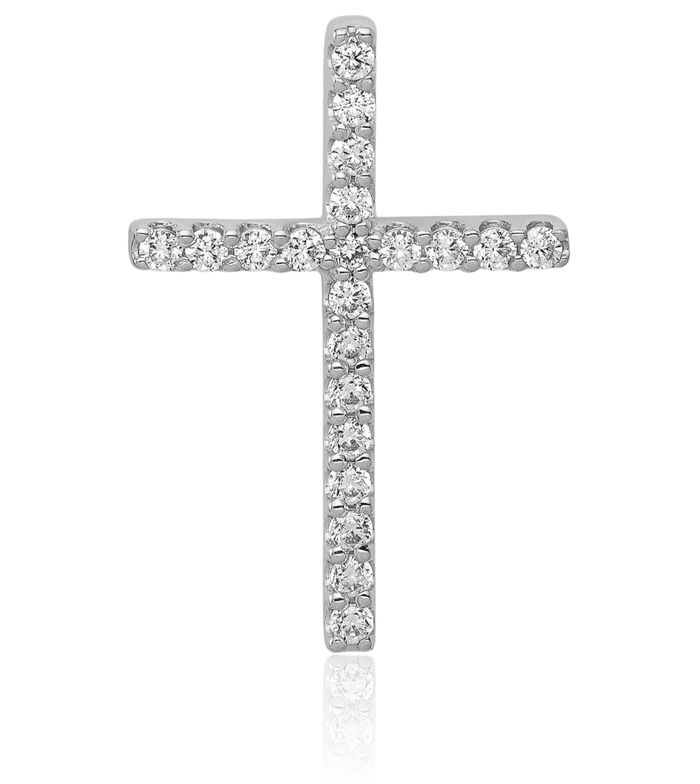 10K Solid White Gold Diamond Holy Cross Necklace Religious Chain Pendant Jesus Christ Charm