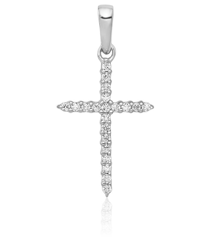 10K Solid White Gold Diamond Holy Cross Necklace Religious Chain Pendant Jesus Christ Charm