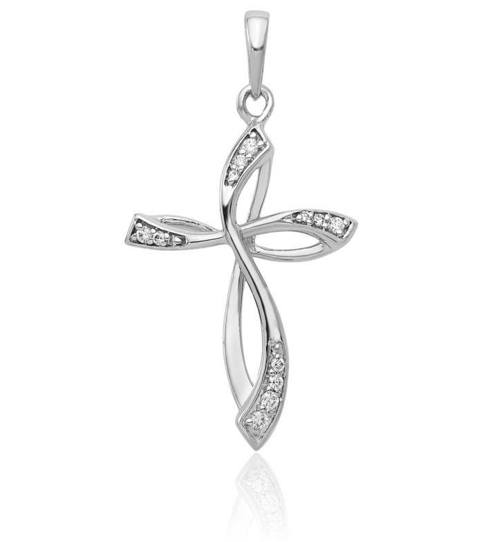 10K Solid White Gold Diamond Holy Cross Necklace Religious Chain Pendant Jesus Christ Charm