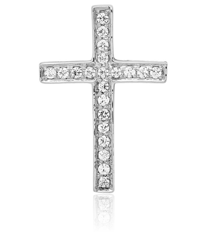 10K Solid White Gold Diamond Holy Cross Slide Necklace Religious Chain Pendant Jesus Christ Charm