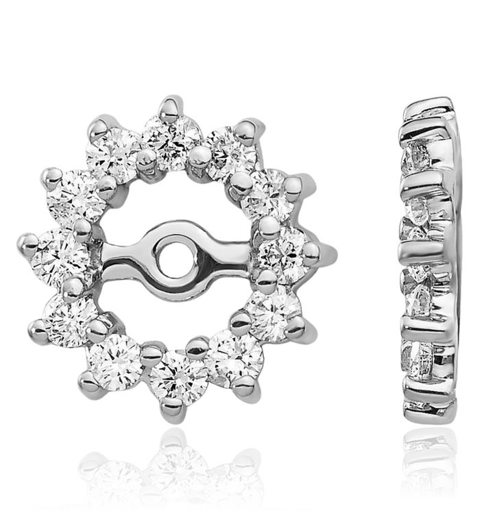 10K Solid White Gold Diamond Earring Jackets for Studs