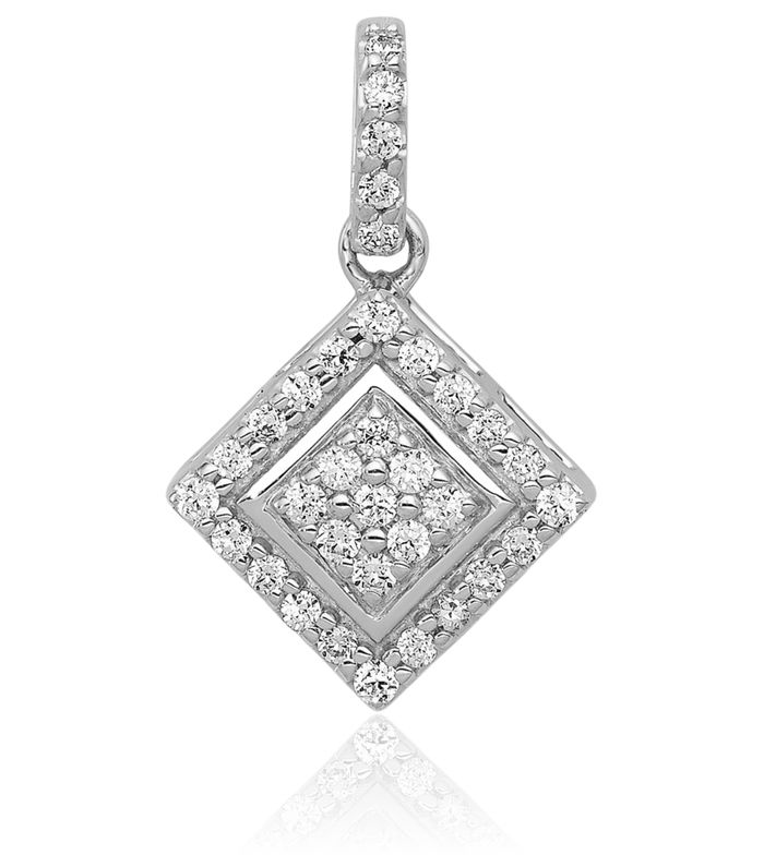 10K Solid White Gold Diamond Geometric Necklace Chain Pendant Charm