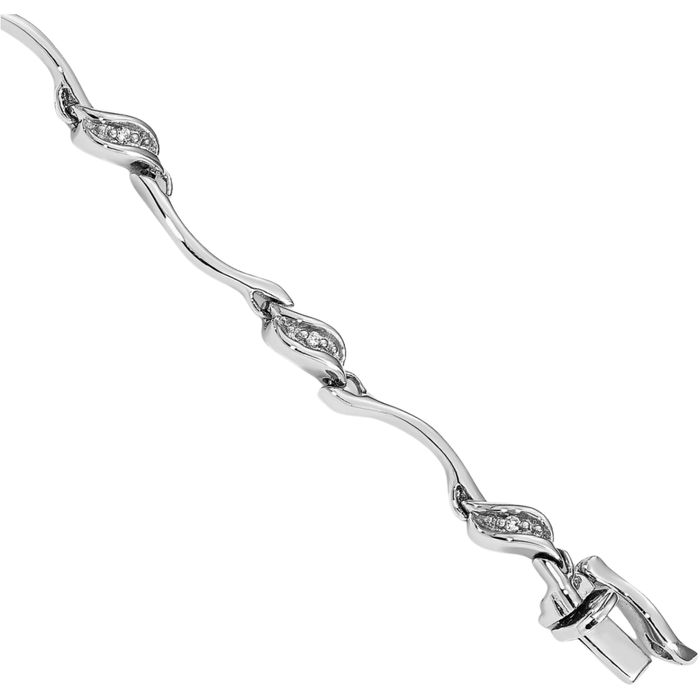 10K Solid White Gold Diamond Link Chain Bracelet