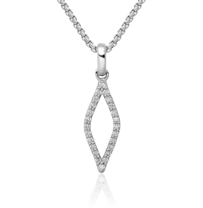 10K Solid White Gold Diamond Necklace Chain Pendant Charm