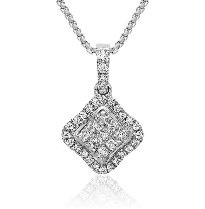 10K Solid White Gold Diamond Necklace Chain Pendant Charm