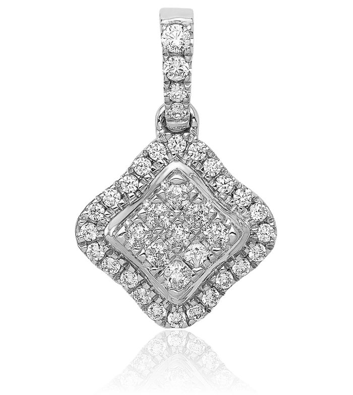 10K Solid White Gold Diamond Necklace Chain Pendant Charm