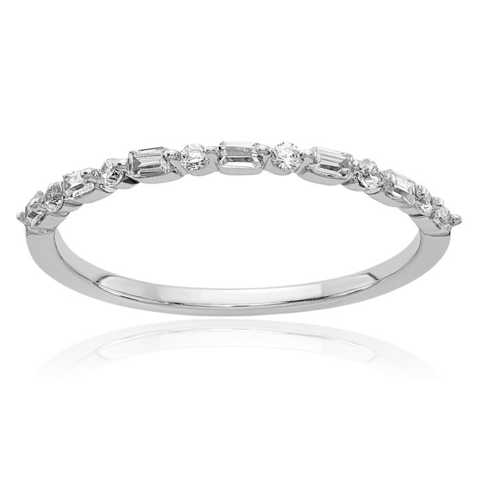 10K Solid White Gold Diamond Ring