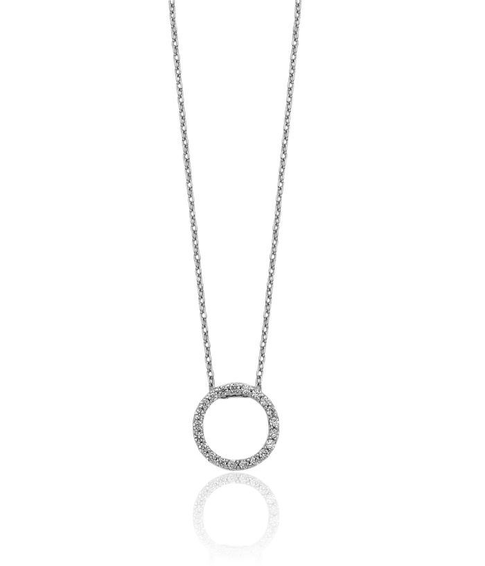 10K Solid White Gold Diamond Circle Round Geometric Necklace Chain