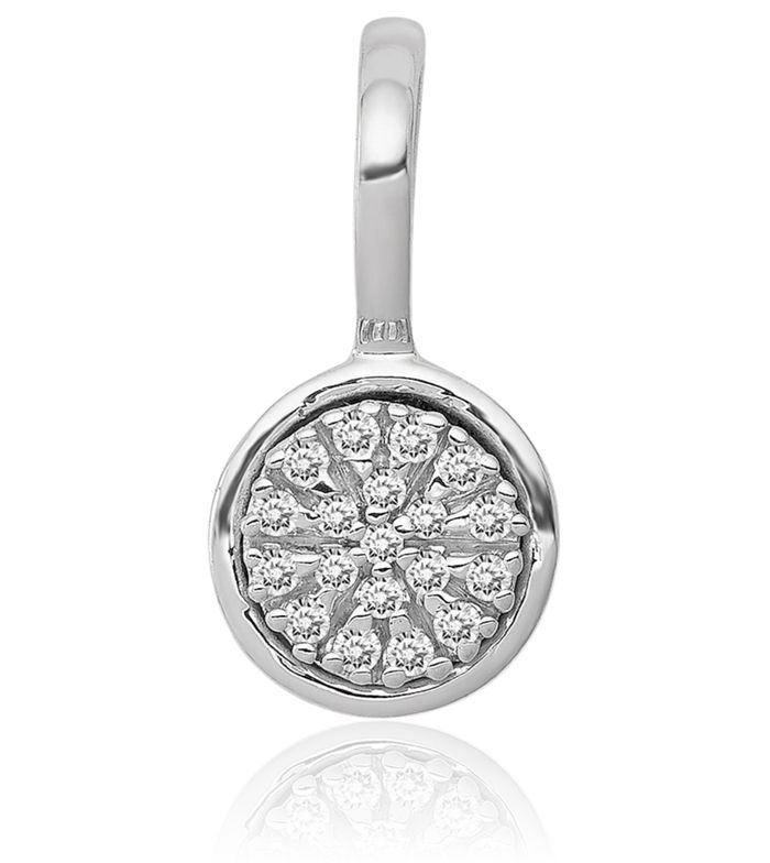 10K Solid White Gold Diamond Circle Round Geometric Necklace Chain Pendant Charm