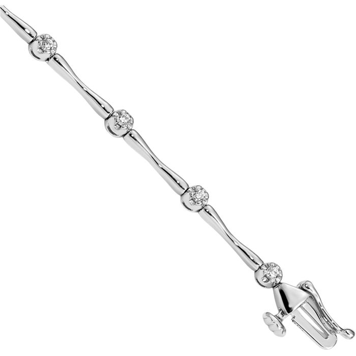 10K Solid White Gold Diamond Chain Gemstone Tennis Bracelet