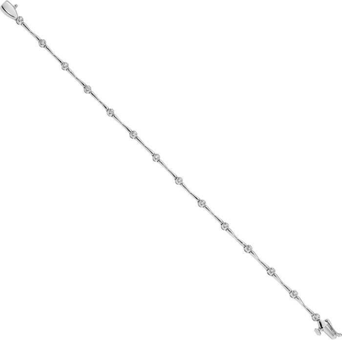 10K Solid White Gold Diamond Chain Gemstone Tennis Bracelet