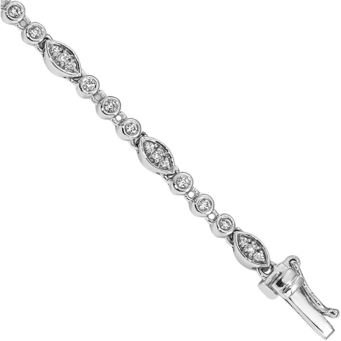 10K Solid White Gold Diamond Tennis Bracelet