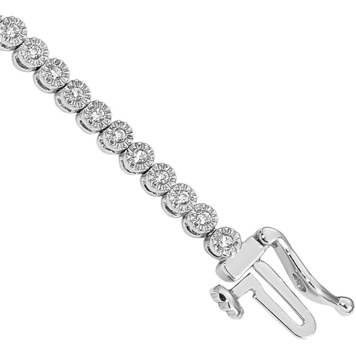 10K Solid White Gold Diamond Tennis Bracelet