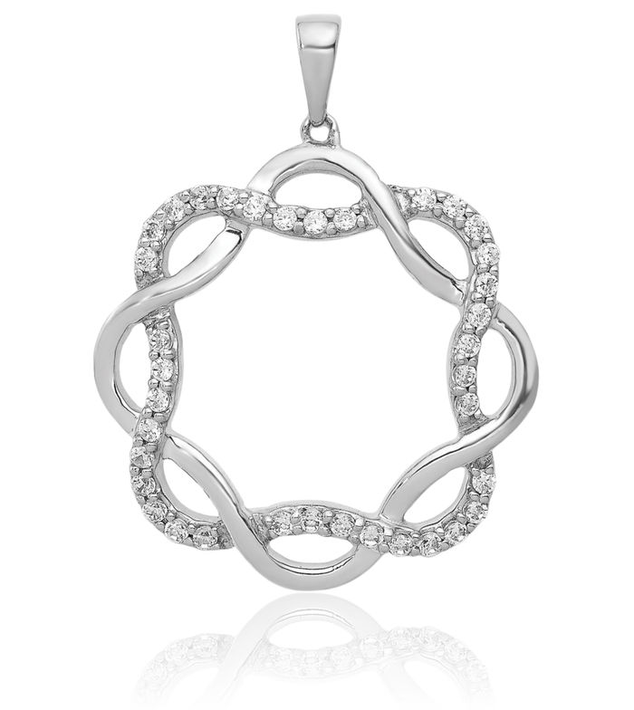 10K Solid White Gold Diamond Twisted Geometric Necklace Chain Pendant Charm