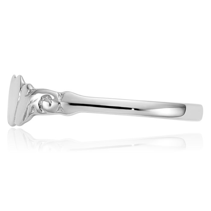 10K Solid White Gold Heart Ring Love Band