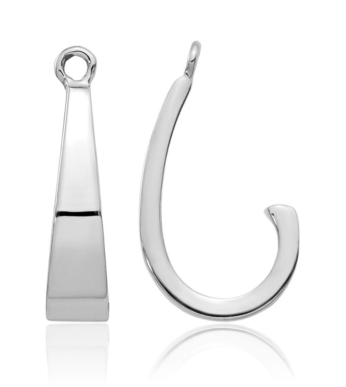 10K Solid White Gold J Hoop Earring Jackets for Studs