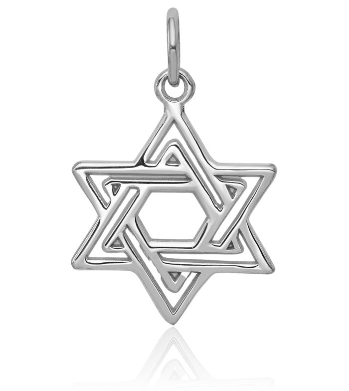 10K Solid White Gold Jewish Star Necklace Judaica Religious Chain Pendant Israel Charm