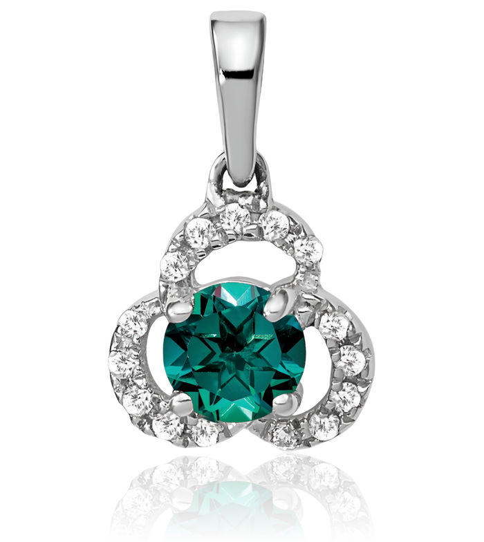 10K Solid White Gold Lab Alexandrite Diamond Necklace Charm Gemstone Pendant June Birthstone Jewelry