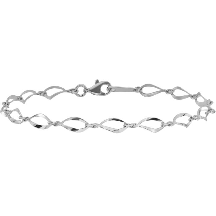 10K Solid White Gold Link Chain Bracelet