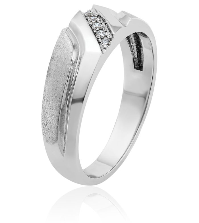 10K Solid White Gold Mens 5 Stone Diamond Wedding Band Statement Ring