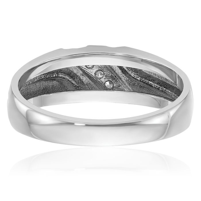 10K Solid White Gold Mens 5 Stone Diamond Wedding Band Statement Ring