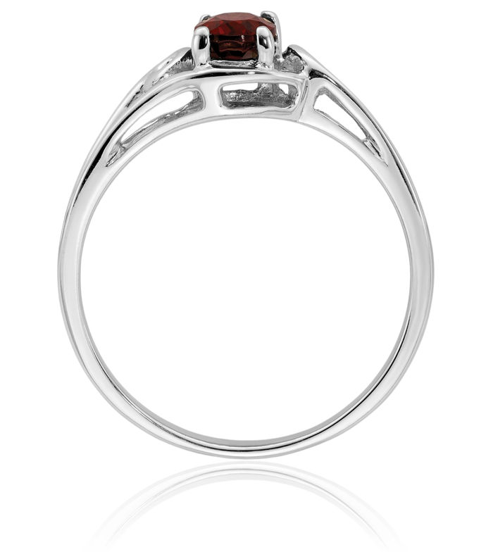 10K Solid White Gold Oval Red Garnet Ring Gemstone Band