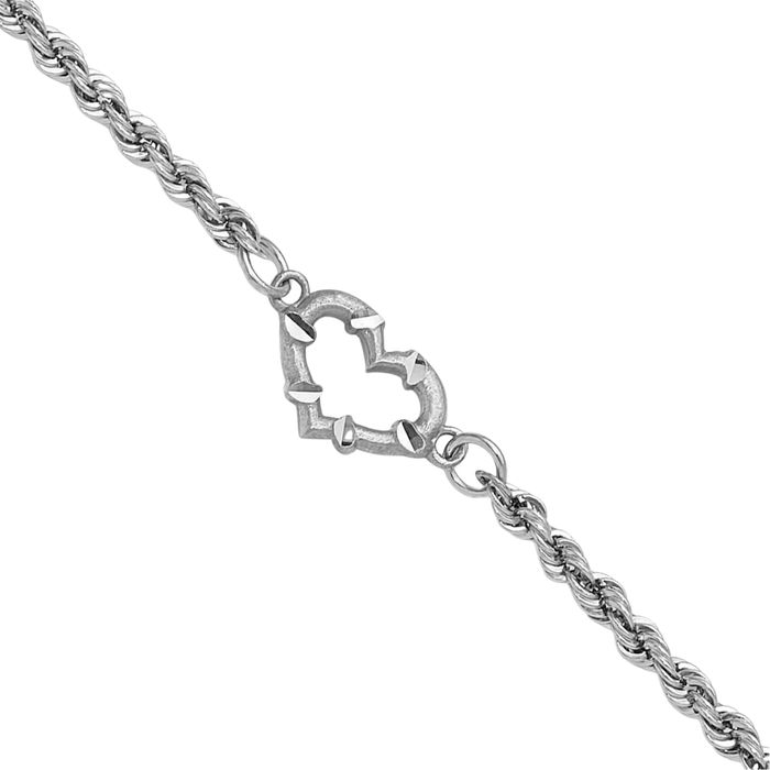 10K Solid White Gold Rope Chain Heart Anklet Summer Beach Foot Ankle Bracelet