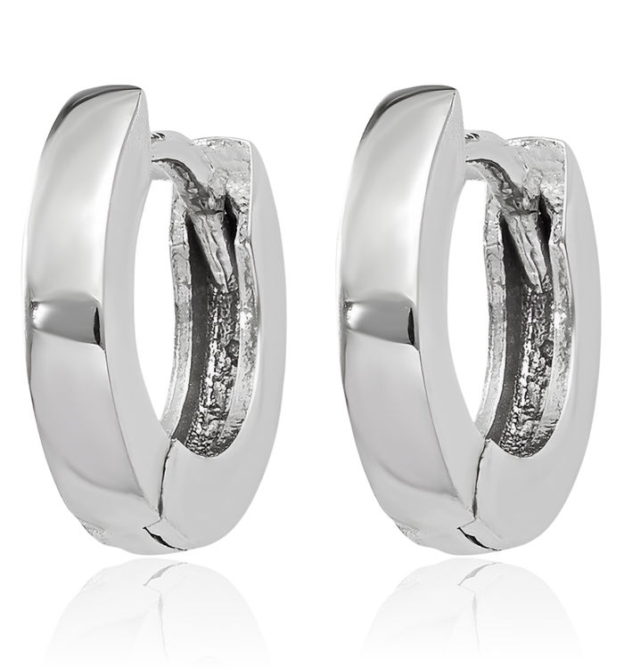 10K Solid White Gold Round Huggie Mini Hoop Earrings