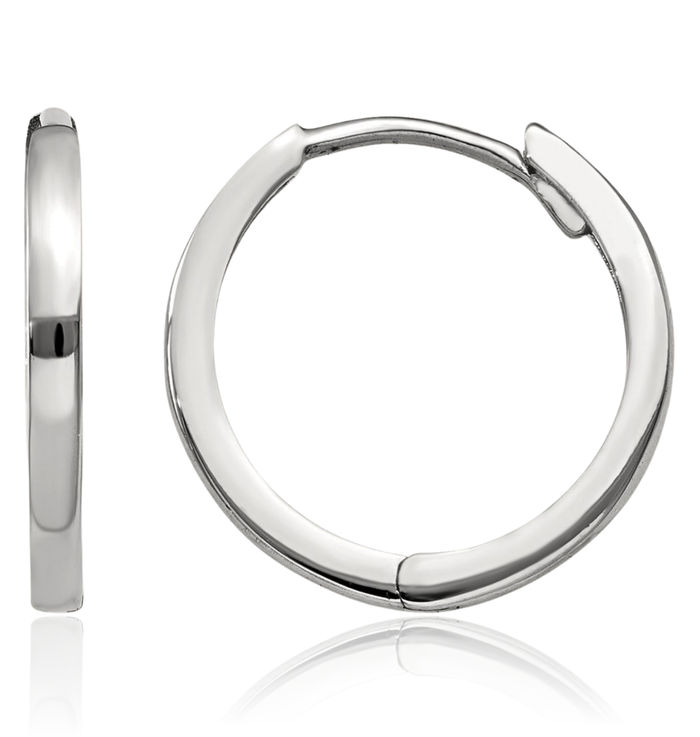 10K Solid White Gold Round Huggie Mini Small Hoop Earrings