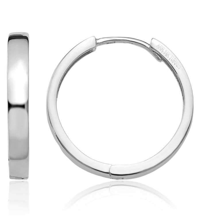 10K Solid White Gold Round Small Hoop Earrings