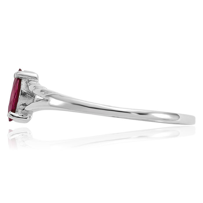 10K Solid White Gold Red Ruby Ring Gemstone Band July Birthstone Jewelry