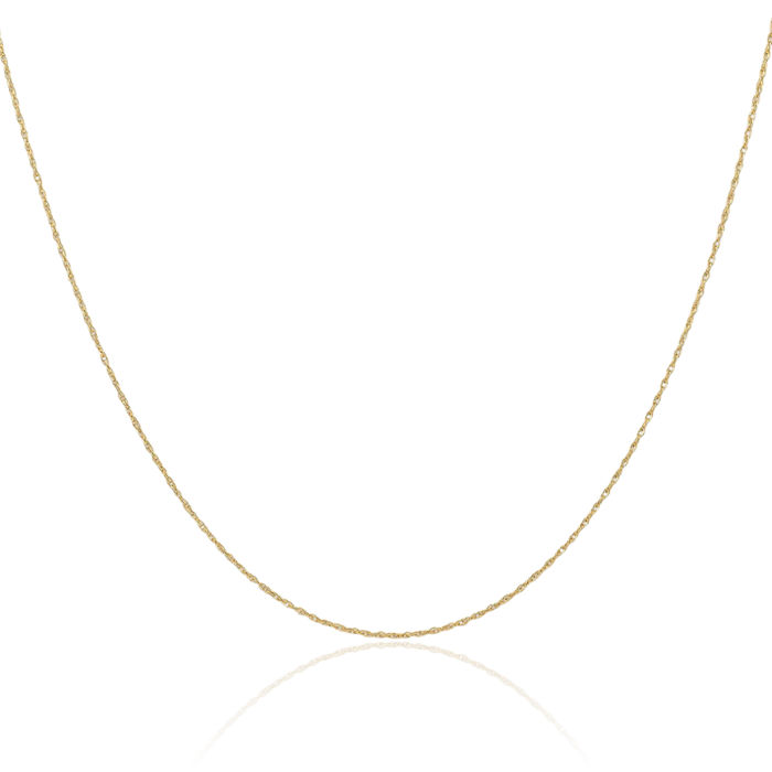 10K Solid Yellow Gold 0.6mm Cable Rope Chain Twisted Link Necklace