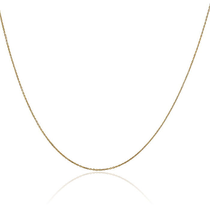 10K Solid Yellow Gold 0.6mm Round Cable Rolo Link Chain Belcher Necklace