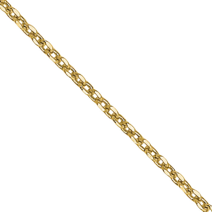 10K Solid Yellow Gold 0.6mm Round Cable Rolo Link Chain Belcher Necklace