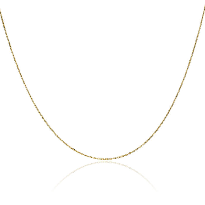 10K Solid Yellow Gold 0.8mm Cable Rolo Link Chain Belcher Necklace