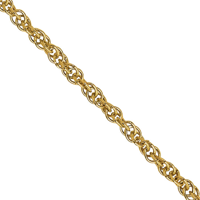 10K Solid Yellow Gold 0.8mm Lite Rope Chain Twisted Link Necklace