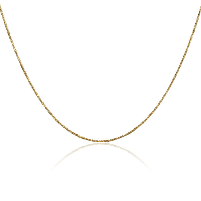 10K Solid Yellow Gold 0.8mm Lite Rope Chain Twisted Link Necklace