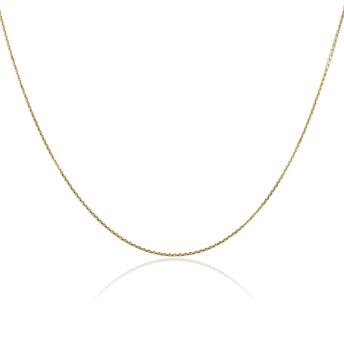 10K Solid Yellow Gold 0.8mm Round Cable Rolo Link Chain Belcher Necklace