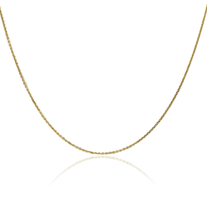 10K Solid Yellow Gold 0.95mm Cable Rolo Link Chain Belcher Necklace