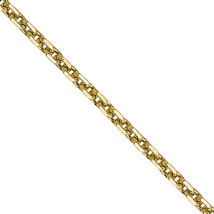 10K Solid Yellow Gold 0.95mm Cable Rolo Link Chain Belcher Necklace