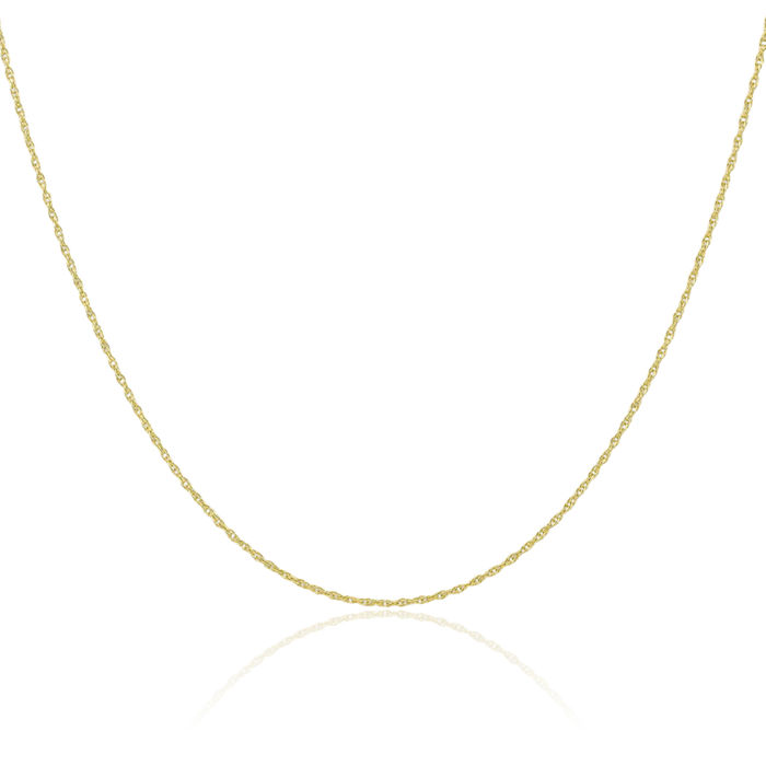 10K Solid Yellow Gold 0.95mm Cable Rope Chain Twisted Link Necklace