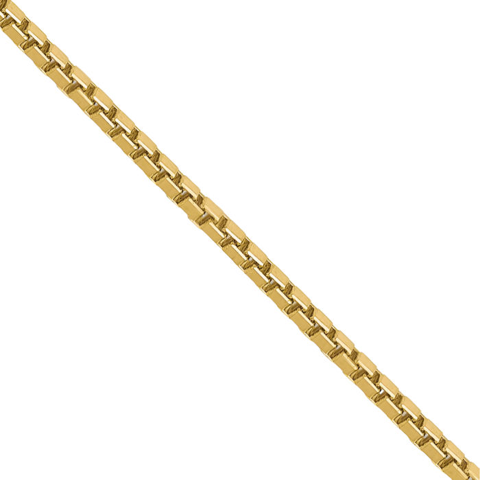 10K Solid Yellow Gold 0.9mm Box Link Chain Necklace