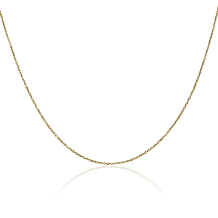 10K Solid Yellow Gold 0.9mm Cable Rolo Link Chain Belcher Necklace